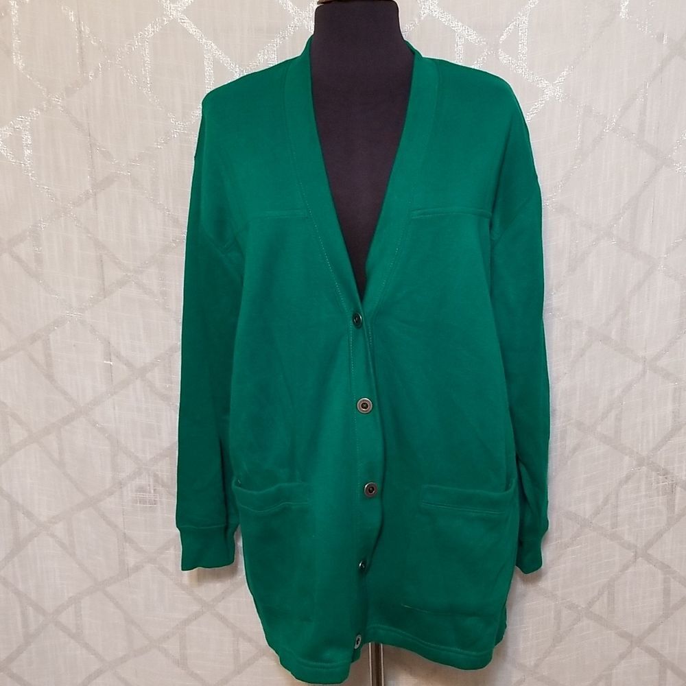 Vintage Cervelle Green Cardigan Women's Size 1X Fall Winter Pockets